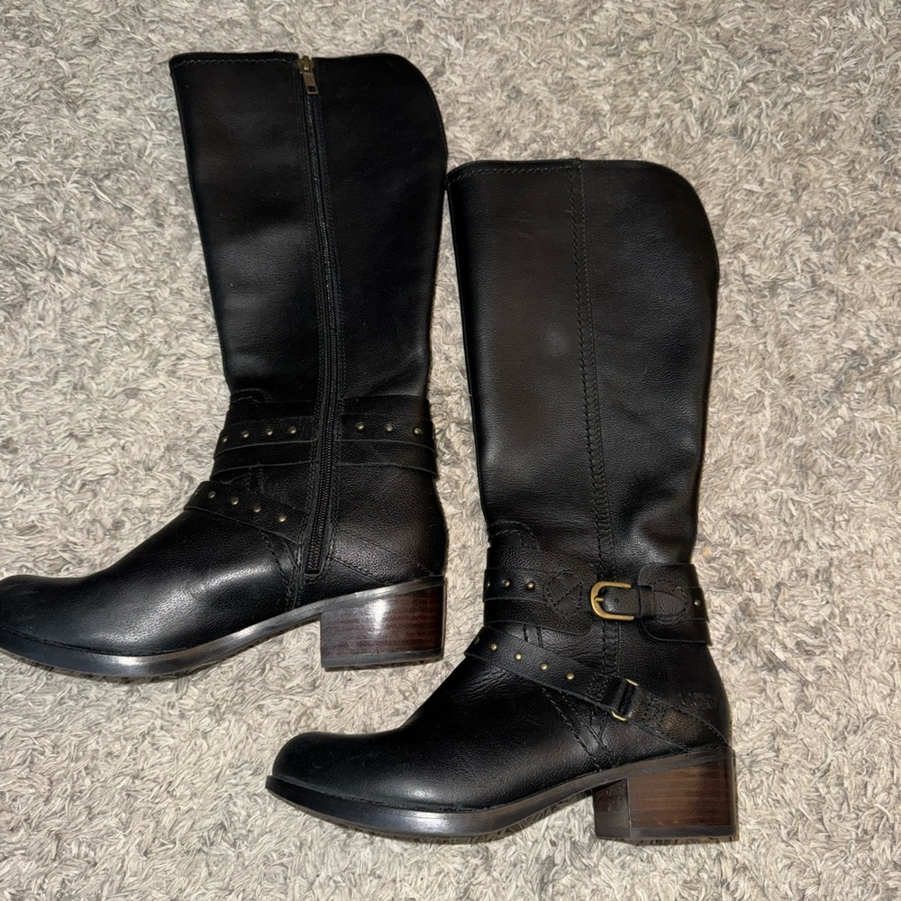 Black Leather Knee-High Boots